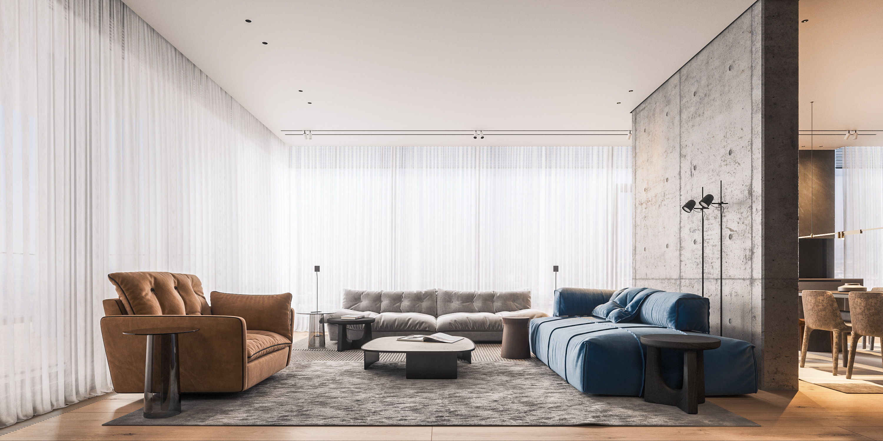 Bucharest Penthouse Interior Design - Modern Minimalist Living Room - Hype Project - arh. Adrian Ianculescu (1)